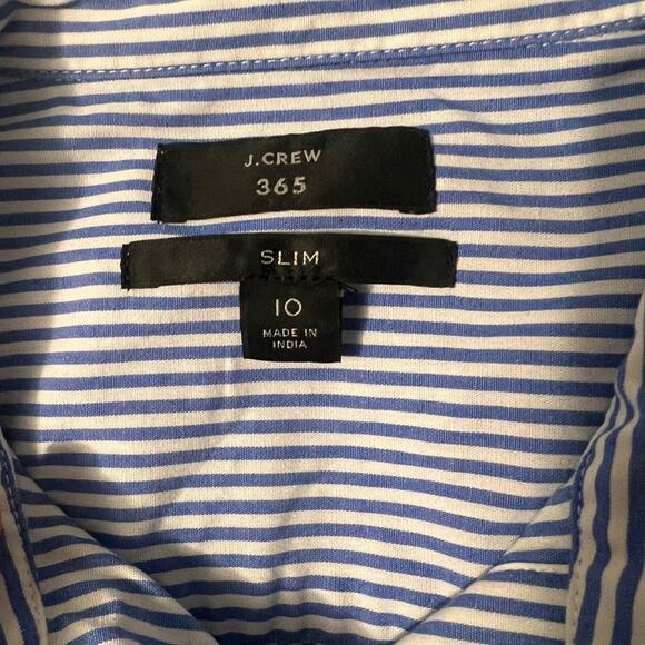 J. Crew 365 Blue/White Striped Fitted Button Up Collared Shirt - 10 Slim - Picture 9 of 9